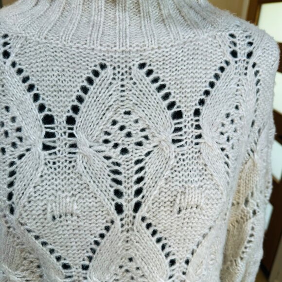 Masai Felisa Copenhagen Fisherman Cable Knit Ivory Turtleneck Wool Sweater S - Picture 6 of 7